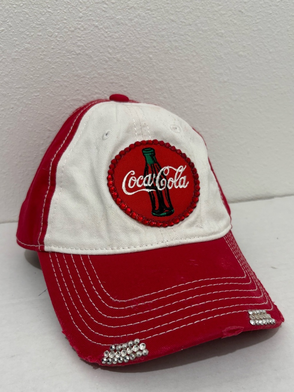 Coca Cola Hat Red Bead Circle Coke Logo Golf Beach Baseball Cap Vintage Look